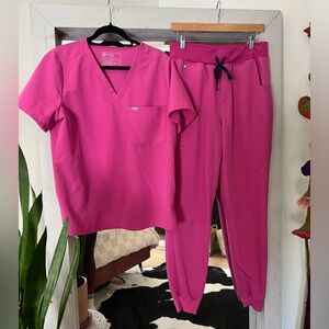 Figs **Limited Edition** Electric Orchid Pink Scrub Set